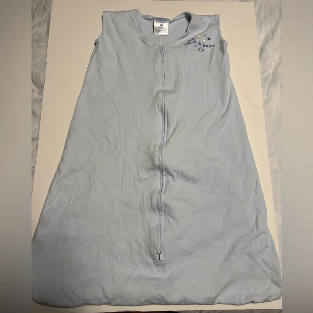 Halo baby blue cotton sleep sack medium 6 - 12m wearable blanket
